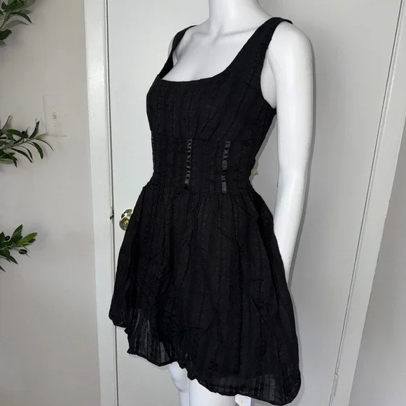 Commense Sleeveless Mini‎ Dress Corset Style Square Neck Party Cocktail Black L - Picture 12 of 15